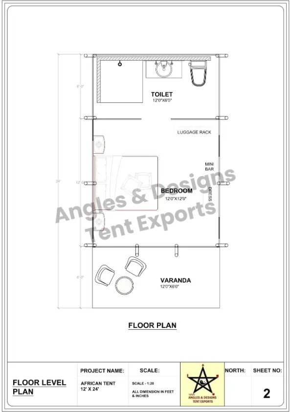 12x24 Tent Floor Level Plan